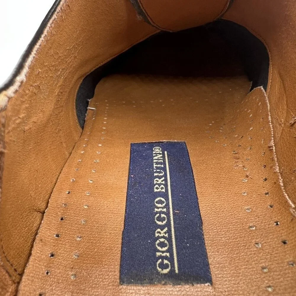 Giorgio Brutini 10.5D Black Wingtip Oxford Shoes Leather Made In Brazil Timeless